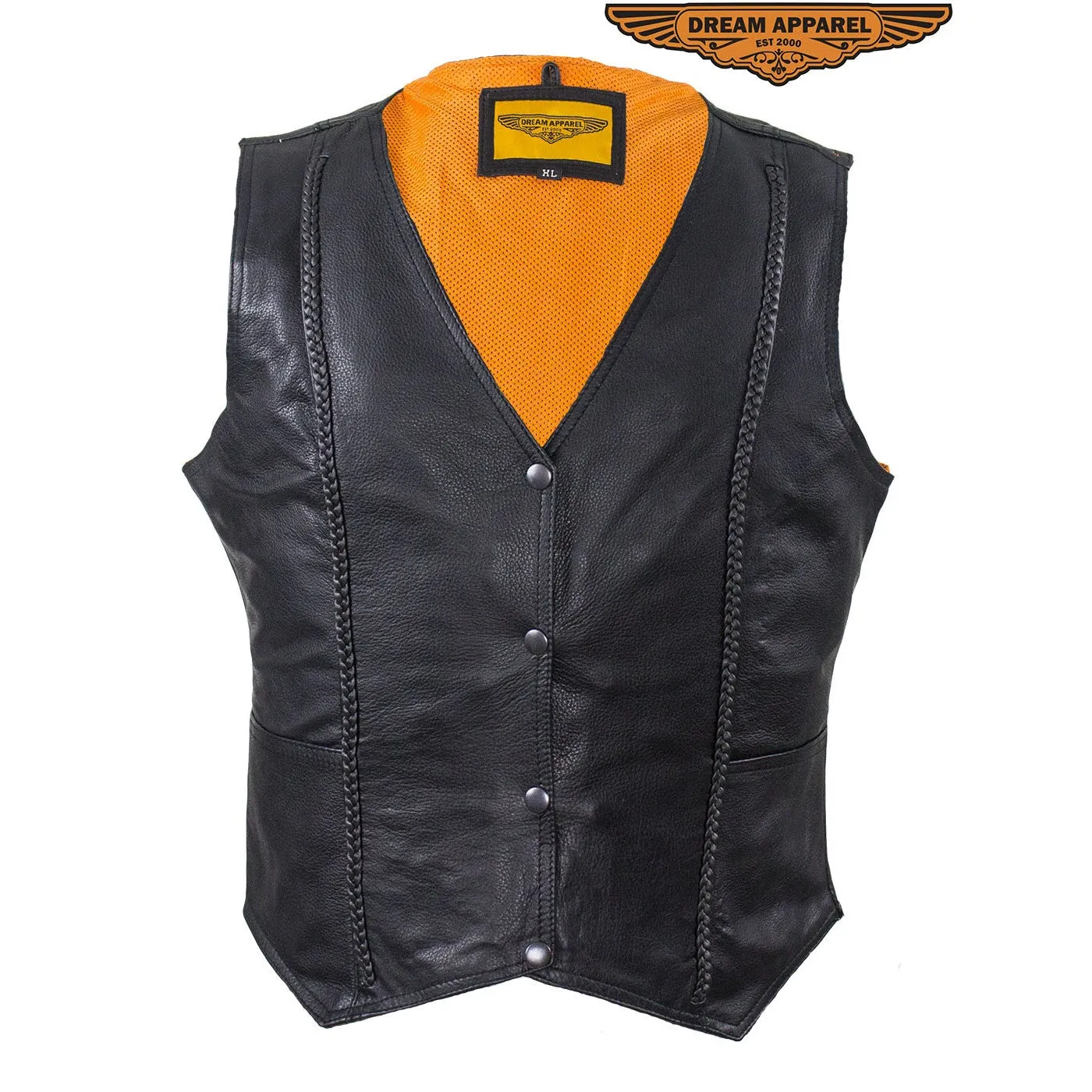 Women's Motorcycle Vest With Stylish Braid