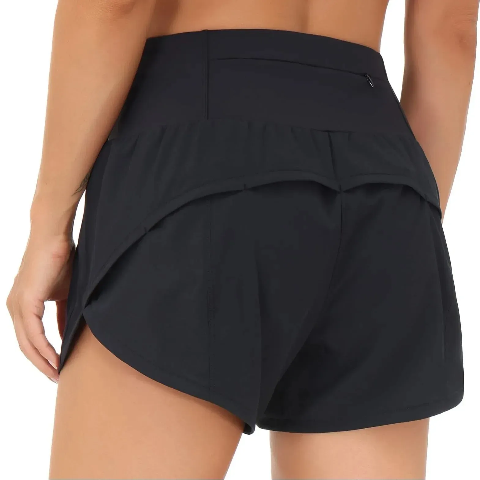 Women's Running Shorts, High Waisted Yoga Quick Drying Pants with Zippered Pockets