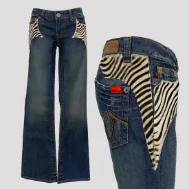 Y2K Funky Zebra Flares - Size 29