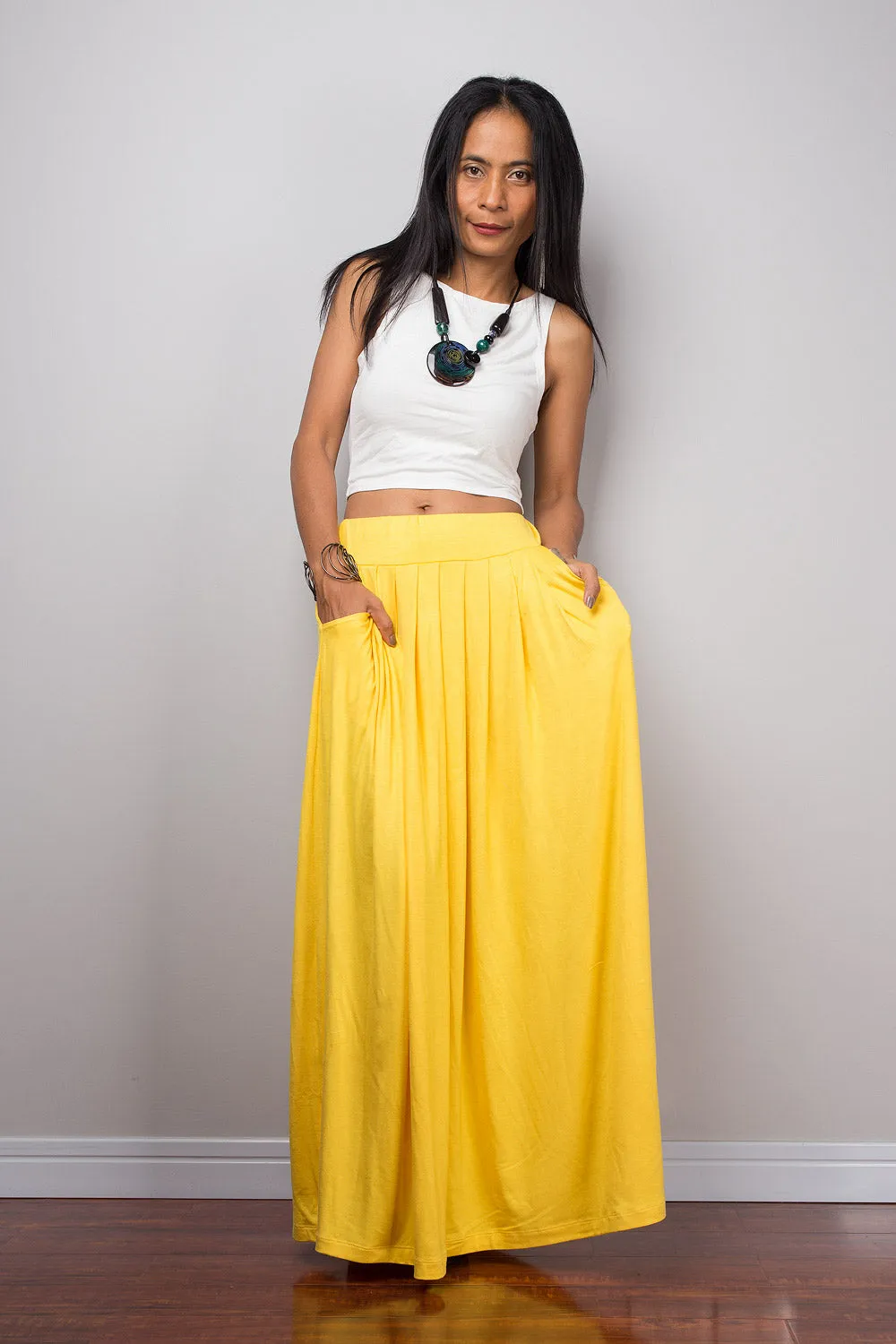 Yellow maxi skirt -  Long bright yellow skirt - Yellow skirt : Urban Chic Collection No.2