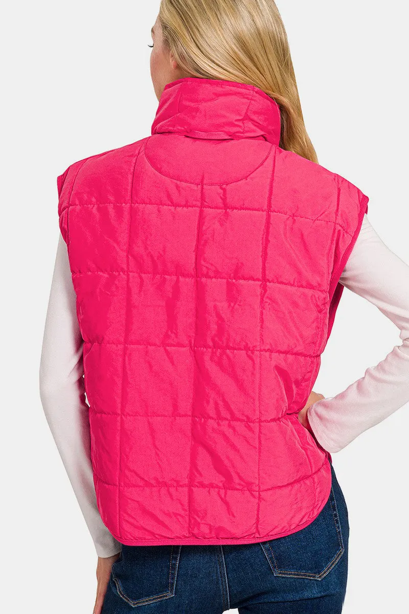 Zip Up Cropped Puffer Vest