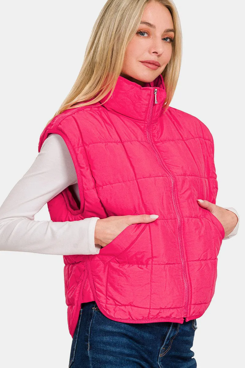 Zip Up Cropped Puffer Vest